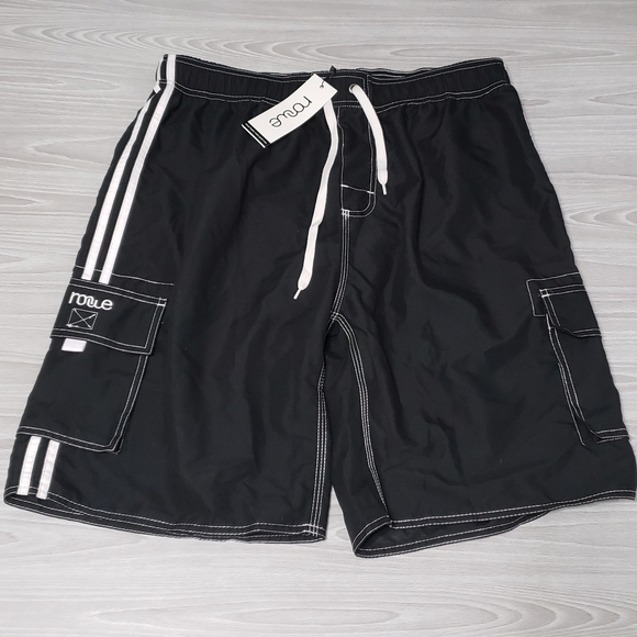 Nonwe Other - Men's black and white swim trunks